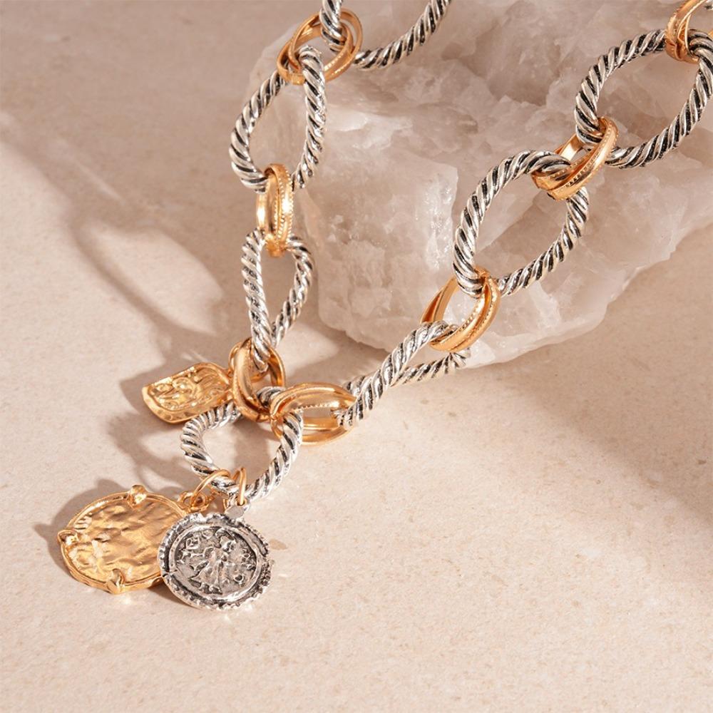 Colored  Pearl Geometric Necklace Cool Choker Necklace Fashion Coin Necklace  Party Wear