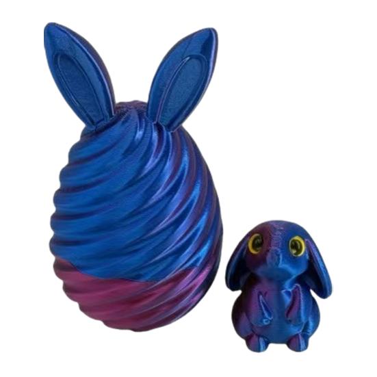 Пасхальное яйцо, напечатанное на 3D-принтере, с мини-кроликом внутри. Спиральное яйцо-кролик, антистресс-игрушка для декора дома и офиса. Наполнитель для пасхальной корзины для детей и взрослых.