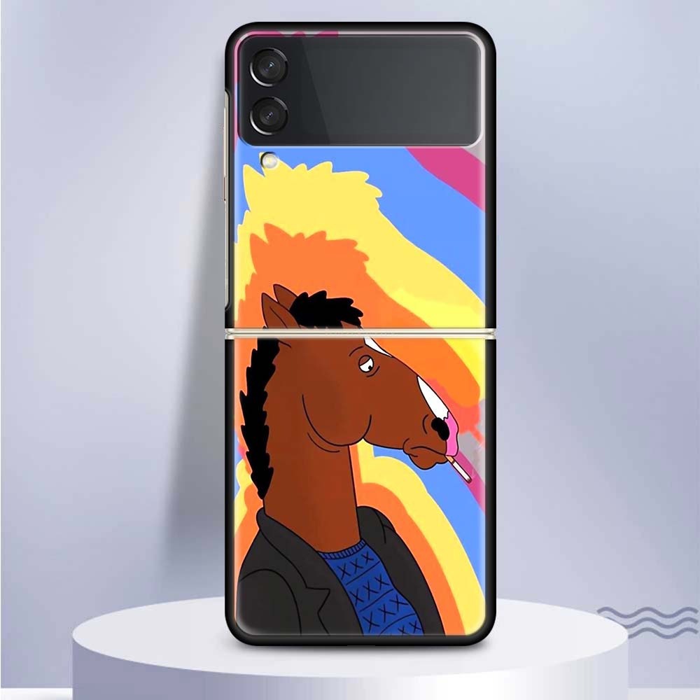 Чехол для телефона Samsung Galaxy Z Flip 5 4 3 5G с изображением мультфильма B-BoJack Horsemans, черный, твердый чехол ZFlip 5 4 3, роскошный противоударный бампер C