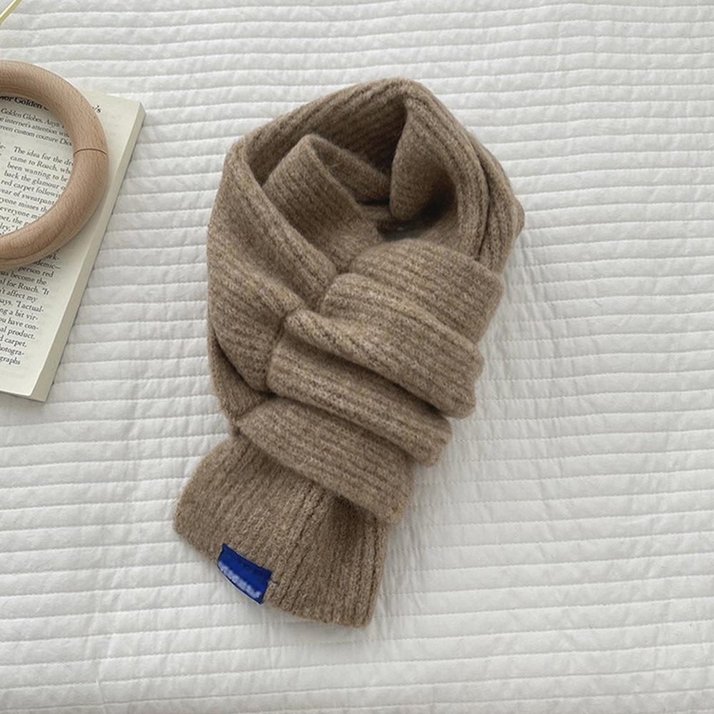 Однотонный зимний теплый шарф, утолщенный шерстяной шарф с перекрестными вязками, модный вязаный шарф Y2K унисекс