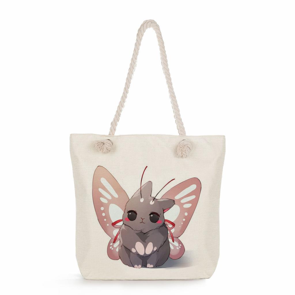 Creative Rabbit print thick rope single-shoulder beach bag 7247 CLE