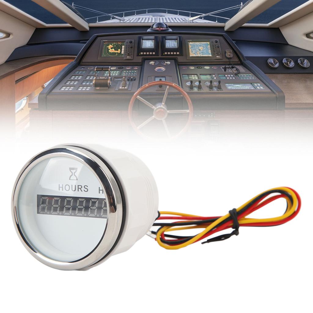 932V 52MM Круглый цифровой счетчик моточасов для лодок, высокая точность, круглый индикатор моточасов для автодомов, яхт, рыболовных судов