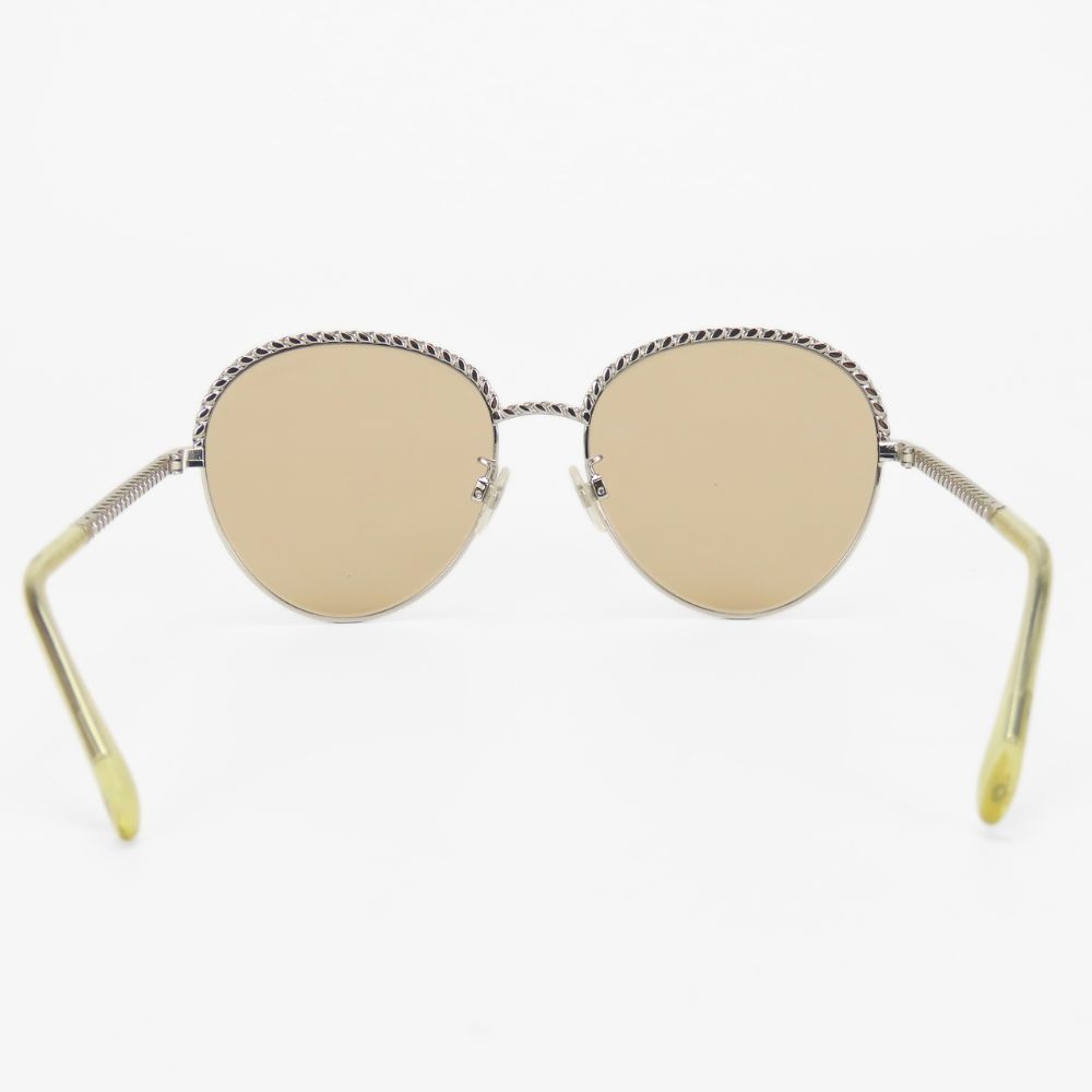 Used CHANEL sunglasses 4242 Pantoshape metal Brown Silver Chain