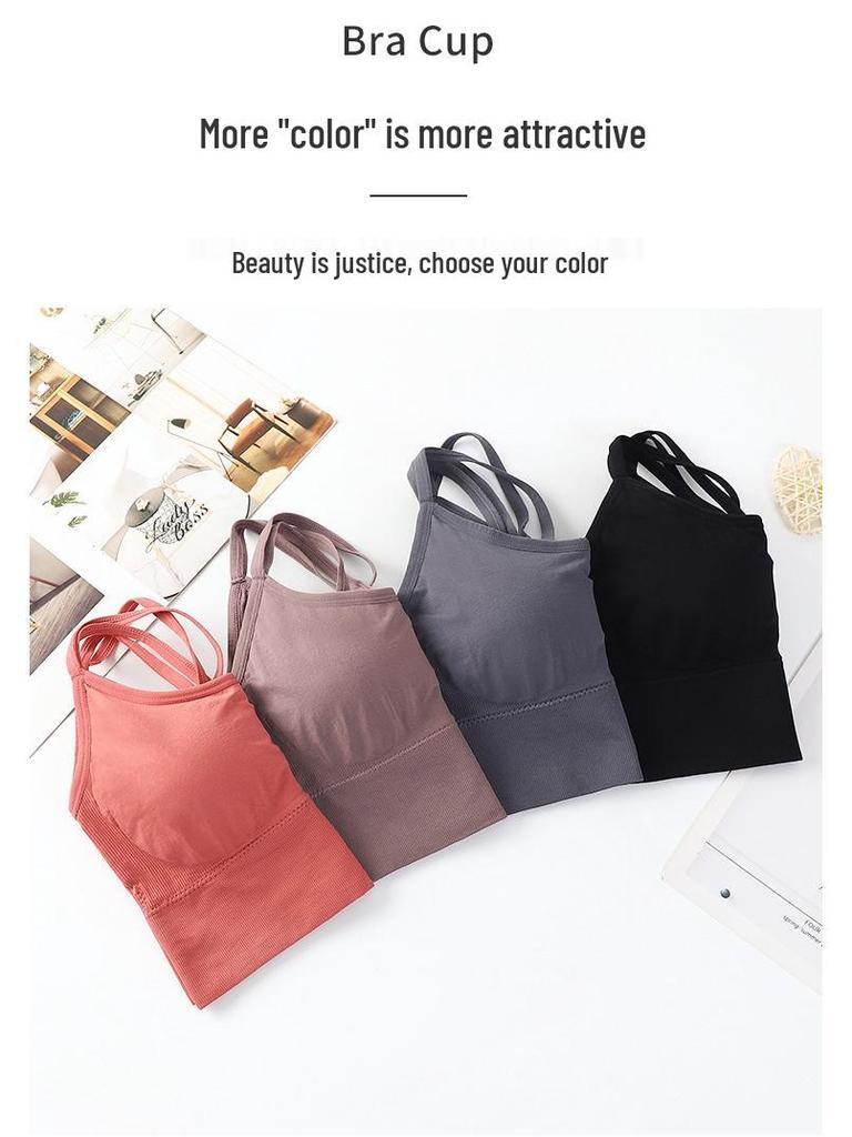 Plus Size Ribbed Strappy Sports Bra - Shockproof, Comfortable & Thin for Women’s Fitness