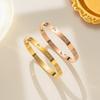 Elegant Gold Titanium Steel Open Bracelet - Trendy, Non-Fading, Simple Luxury Jewelry for Fashionable Girls