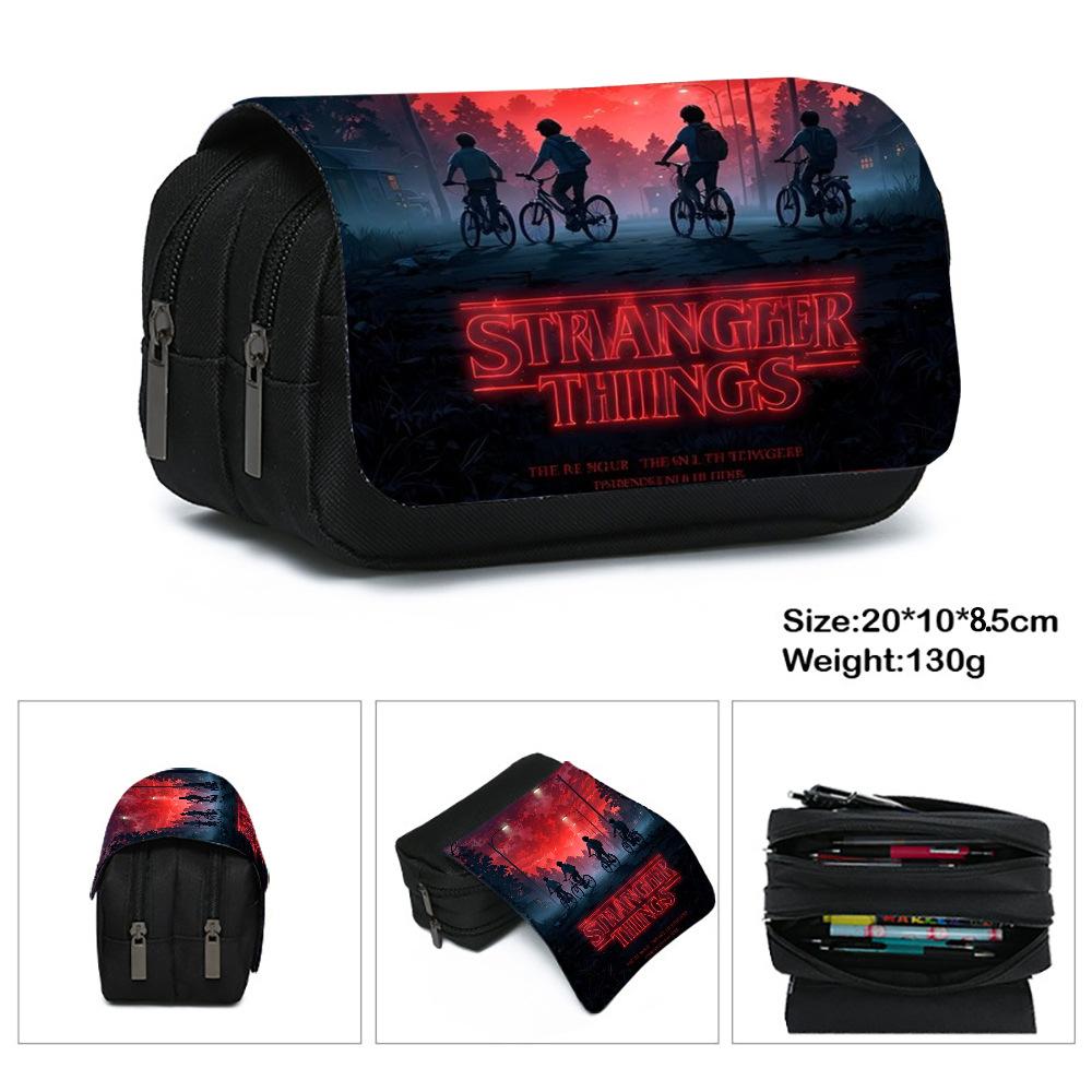 Пенал Stranger Things 5, Большая вместимость, Многослойное хранение, Износостойкая Оксфордская ткань, Школьная сумка для канцелярских принадлежностей