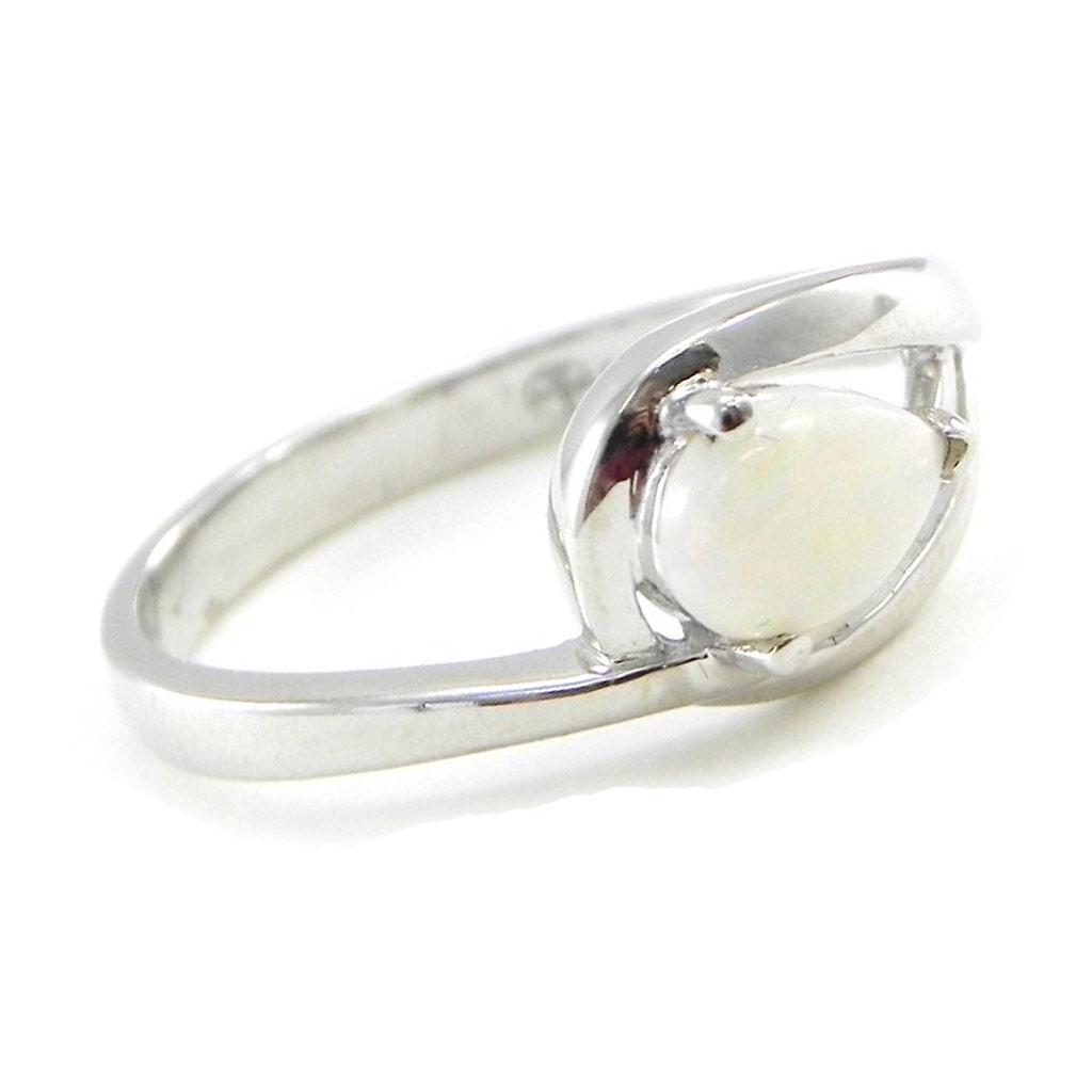 Silver Ring 'Goddess Opal' White Silver (rhodium) - 15x8 Mm