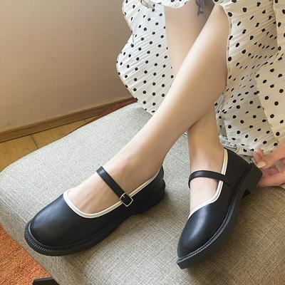 Женские туфли Мэри Джейн на плоской подошве в стиле Лолиты с круглым носком, женские однотонные японские повседневные туфли на платформе с неглубоким носком, на платформе