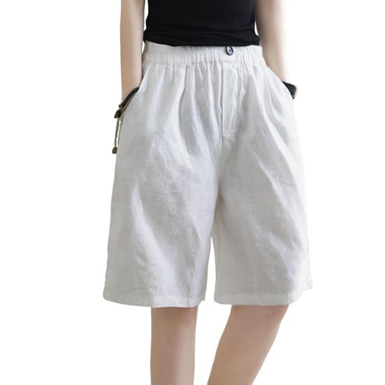 Женские шорты с широкими штанинами и эластичным поясом, повседневные брюки, однотонные, свободного кроя