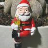 3 Pcs Santa Planter Hugger Figurine Miniature Santa Claus Holding Red Wine/Drinks Flower Pot Decoration for Bonsai Aquariums Garden Decor
