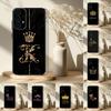 Чехол для телефона с буквами Король Королева Корона для Samsung S 25,24,23,22,30,21,10,9,Ultra,Plus,Lite,FE,4,5G Черный Мягкий Чехол