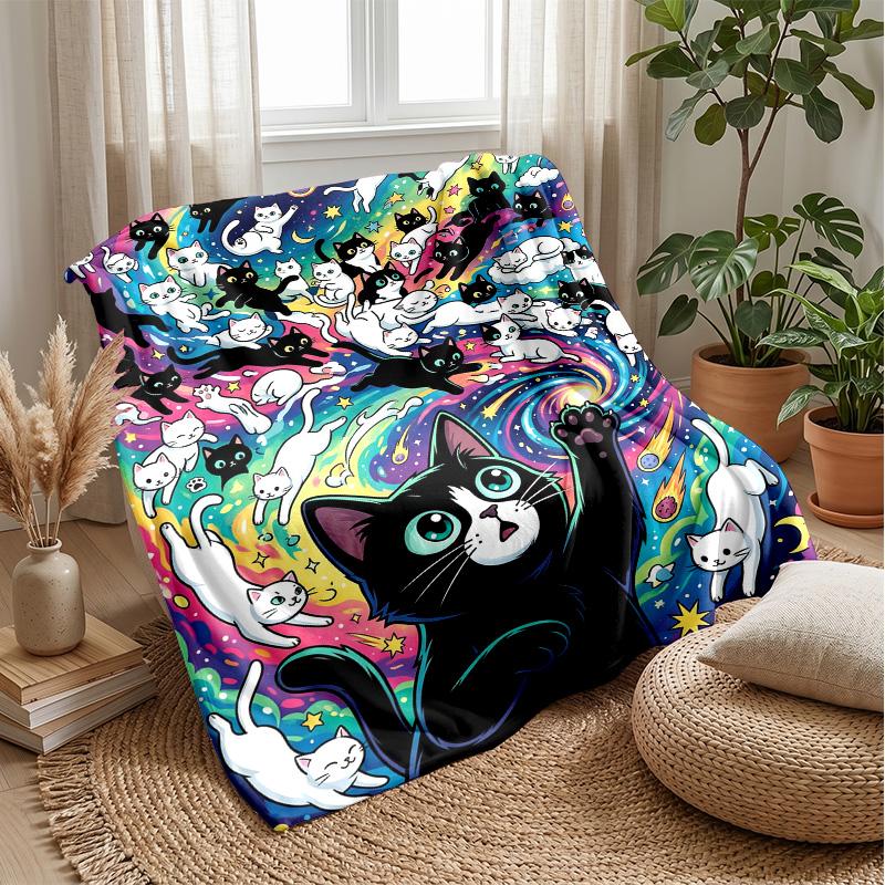 Space Cat Dreams Theme blanket Lightweight Warm Flannel Blanket Decorative Throw Blanket for Home Decoration