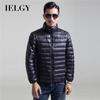 Мужской новый легкий пуховик, мужская зимняя куртка с воротником-стойкой, мужской легкий пуховик большого размера