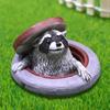 Raccoon Ornament Under Manhole Cover Garden Miniature Resin Imitation Animal