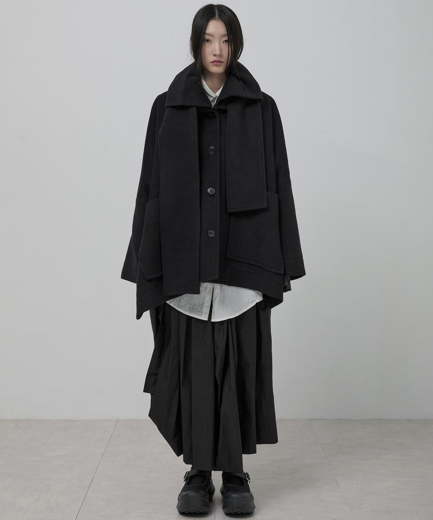 Flareup Wool Muffler Coat (Fl-051_Black)