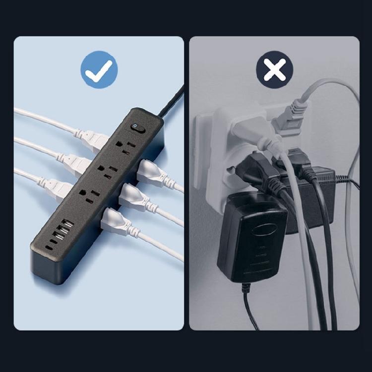 Slim Power Strips With 9Outlets 3 USB 2 USB C Port Surge Protectors Flat Plugs For Home Office Travel Charging Needs