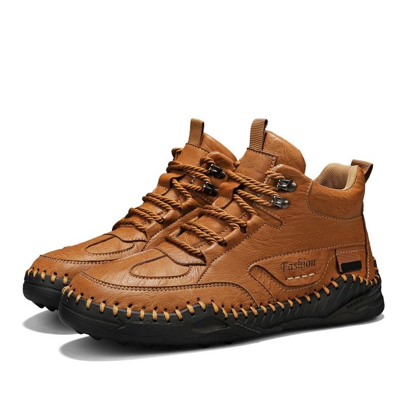 Men Shoes Hand-stitching Leather Men Boots Split Leather Casual Leather Shoes Men Ankle Boots