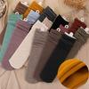 Ladies Autumn and Winter Thick New Products Pure Color Retro Sweat Absorbing Breathable Long Tube Pile Pile Cotton Socks