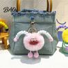 Schoolbag Accessories Sausage Mouth Creature Plush Keychain, Cartoon Fuzzy Ball Keyring Pendant, Bags Pendant Decorative Keychain for Handbags Purses