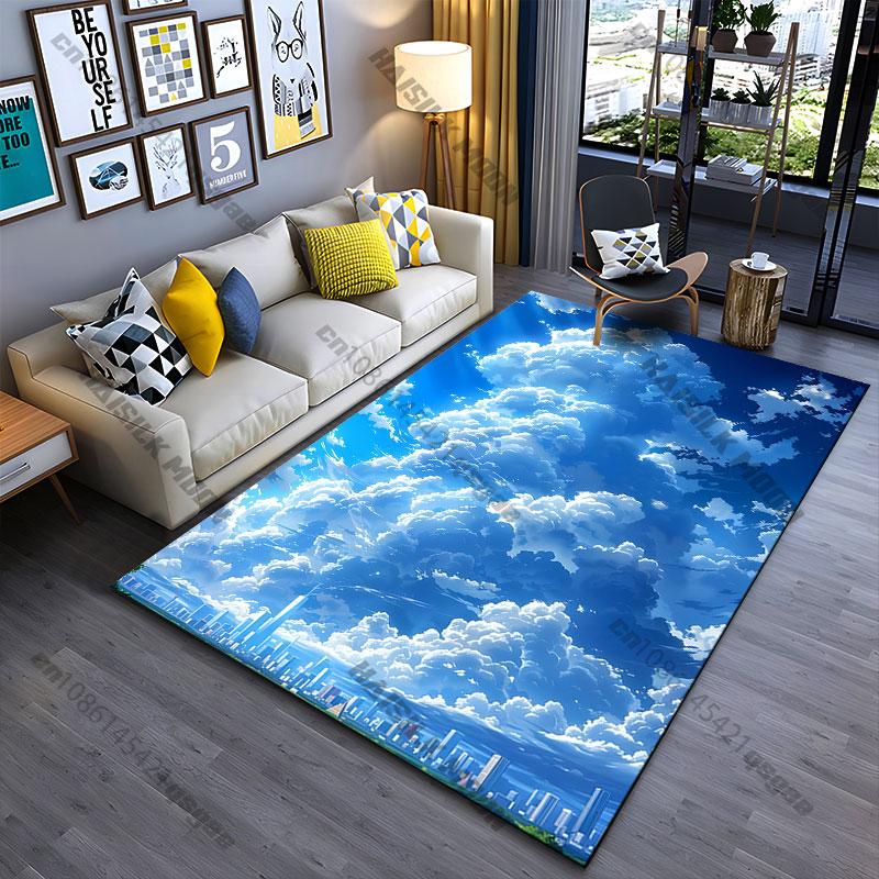 Towering clouds above city carpet Yoga living room room decor children's crawling mat doormat area rug games mat