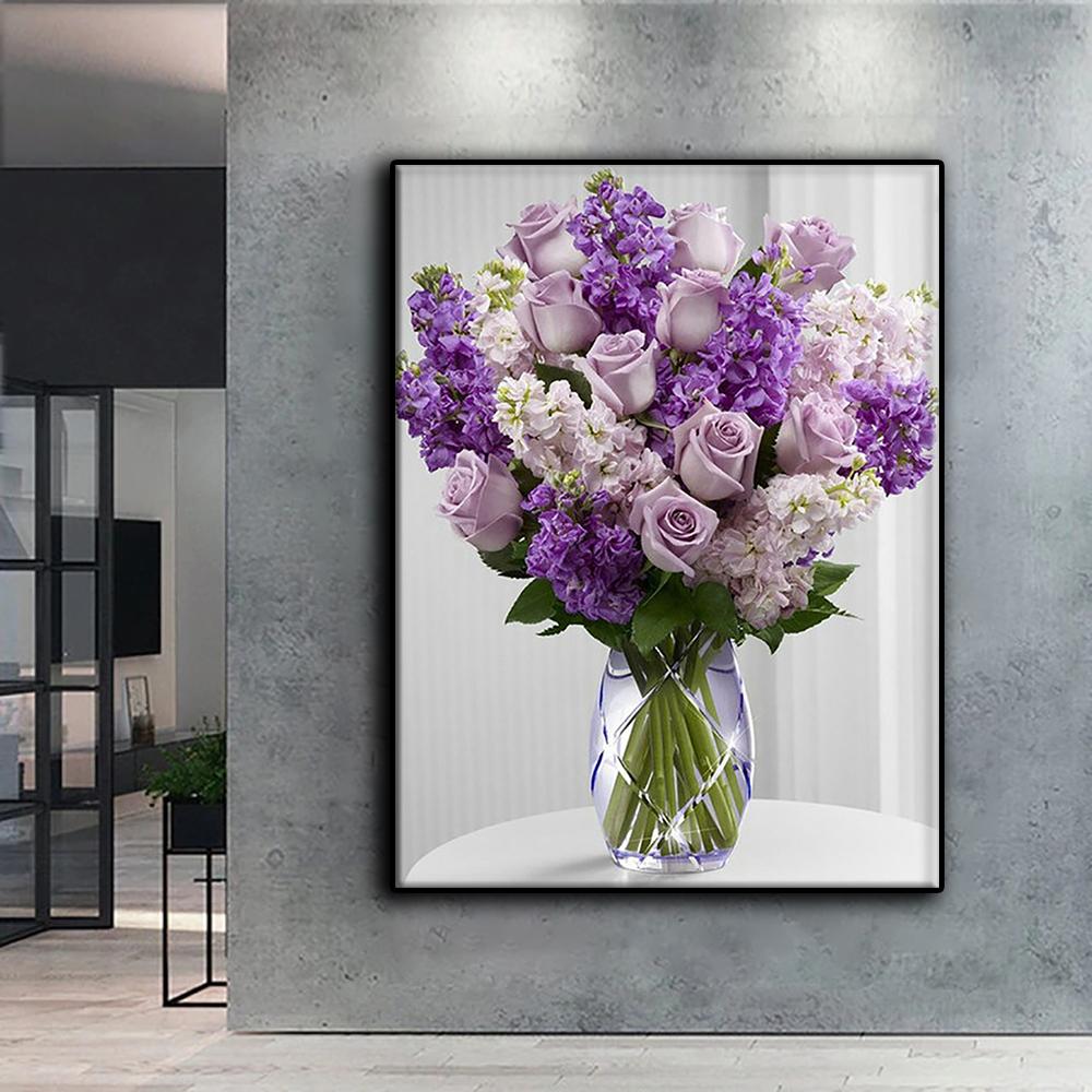 Популярная 5D Diy вышивка крестиком цветы и горшечные растения картина полная дрель набор для вышивки крестиком настенная наклейка домашний декор