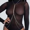 Stonefans Crystal Multilayer Chest Chain for Women High Waist Beachwear Charming Tassel Rave Outfits Bikini Body Chain Harness