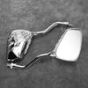 2pcs Motorcycle Chromed Rearview Mirrors 8mm 10mm Thread Skeleton Skull Hand  Handlebar Reflector
