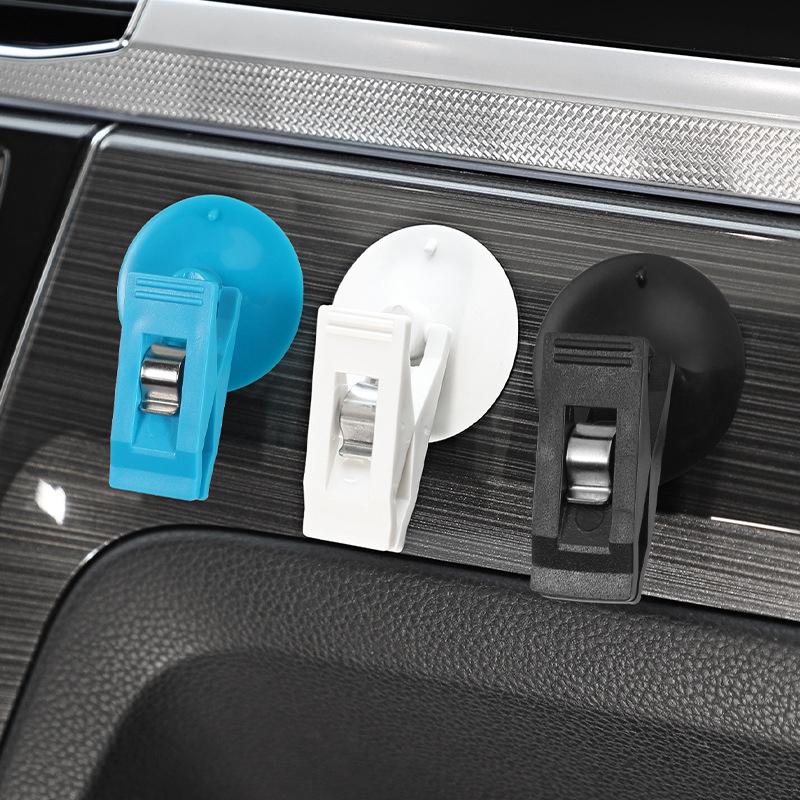1 Pair Car Interior Window Clip Mount Black Suction Cap Clip Plastic Sucker Removable Holder For Sunshade Curtain Towel Ticket