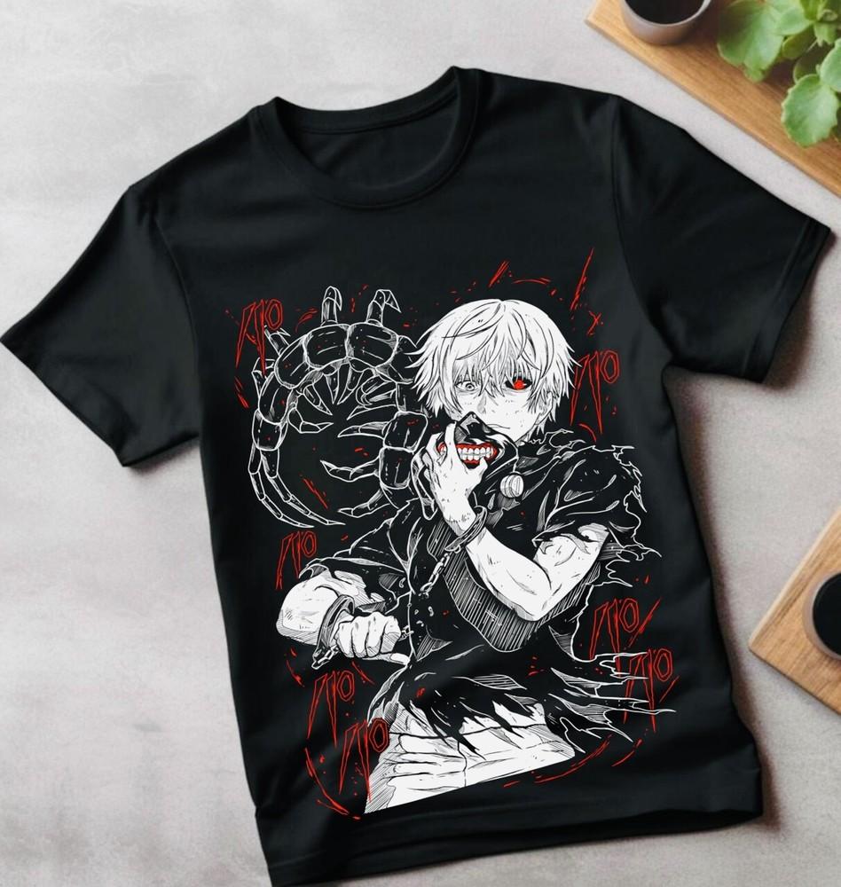 Футболка Tokyo Ghoul Футболка Кен Канеки Японский Манга Аниме Футболка Футболка Все Размеры Унисекс Футболка