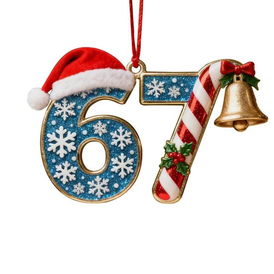 67 Christmas Ornament 2D Flat Funny Six Seven Meme Christmas Decoration Gifts for Teens Adults Humor Lovers