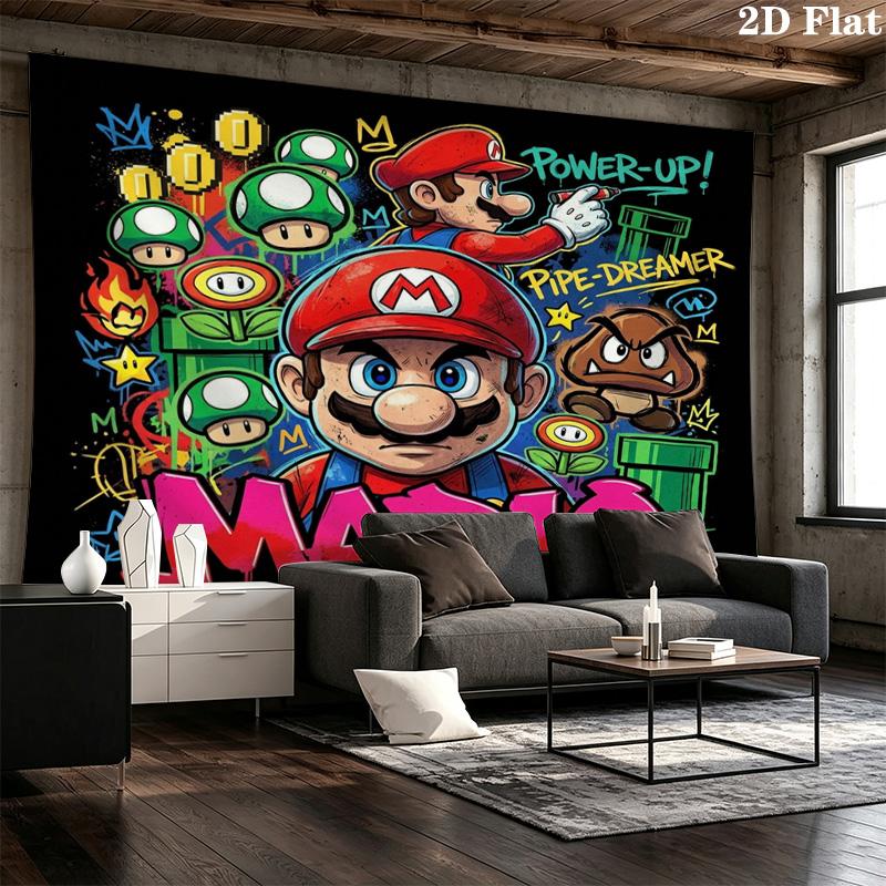 Super Mario Wall Tapestry Aesthetic Wall Hanging Printed Fabric Blanket Decorative Tapestries For Bedroom Living Room Home Decor