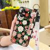 Protective Anti-dust Phone Case For Blackview Wave 6C Kickstand Ring Lanyard Soft Case Phone Holder Anti-knock Flower