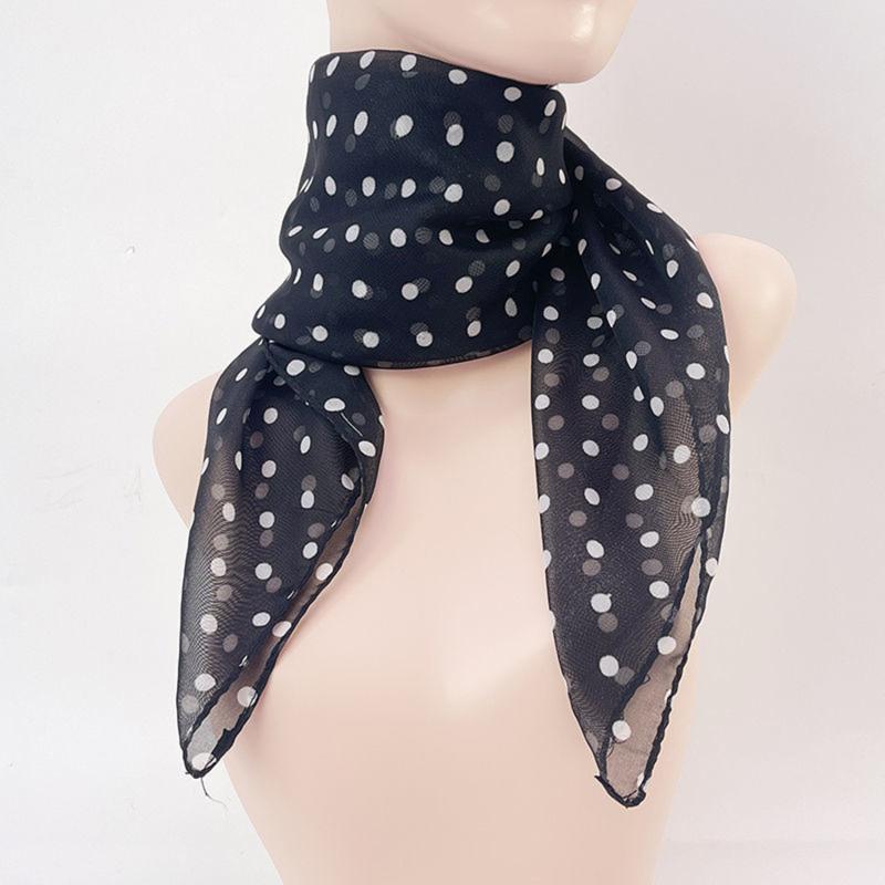 1 PC Ladies' Polka Dot Small Square Scarf With Printed Polka Dot Scarf, Silk Scarf