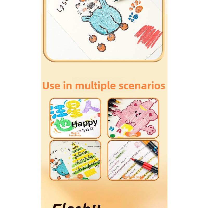 48 цветных маркеров с блестками - Неоновое свечение, флуоресцентные ручки с блестками с блестящими наконечниками, чернила на масляной основе, средний наконечник