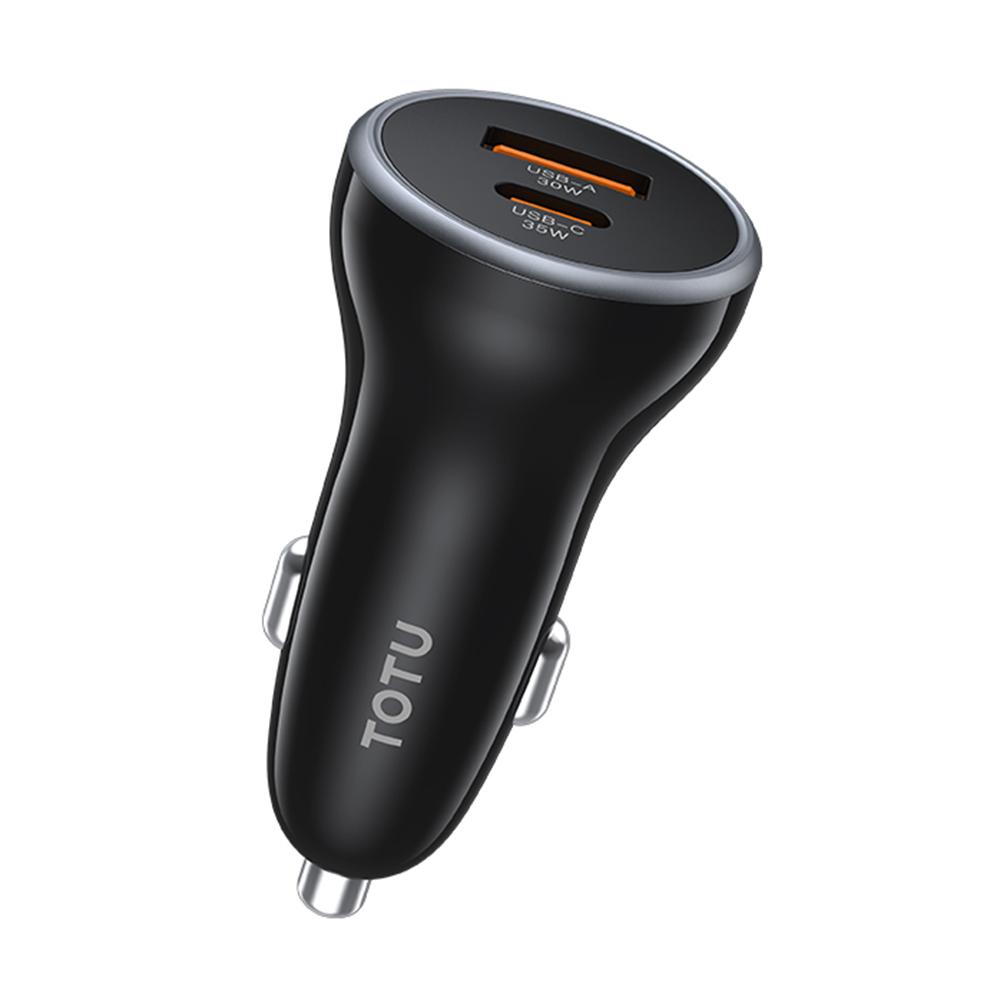 TOTU CC-5 Car Charger 65W Dual Port USB-C + USB-A Fast Charging Cigarette Lighter Adapter