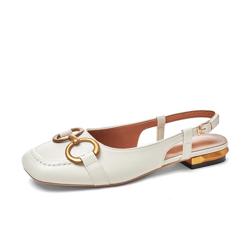 2025 лето новая сумка голова сандалии фея после ветра пустые одиночные туфли ретро толстый каблук французские римские туфли женщина