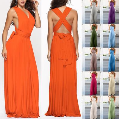 Женское модное однотонное сексуальное бандажное платье с несколькими веревками и открытой спиной, многофункциональное платье, длинное платье