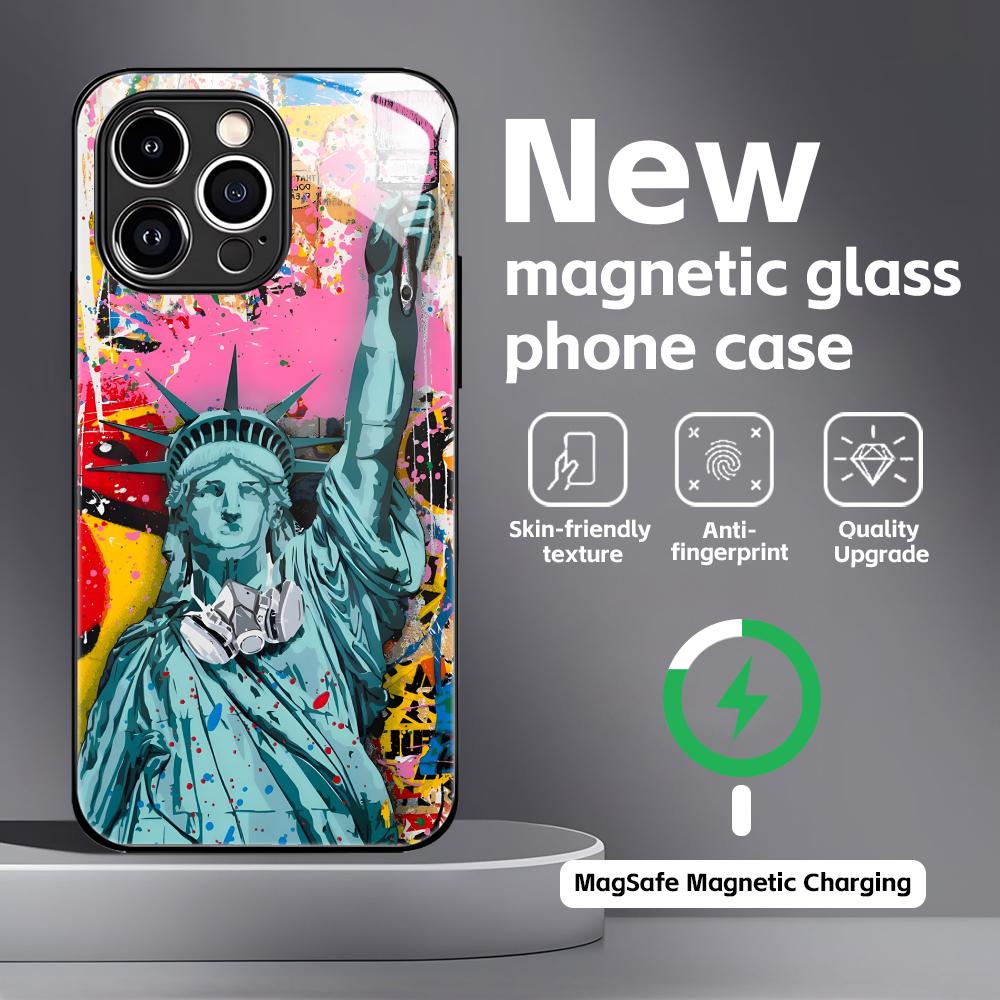 Banksy Graffiti Art Phone Case For iPhone17 16 15 14 13 12 11 X XR XS 8 Plus Mini Pro Max Glass Magnetic Case