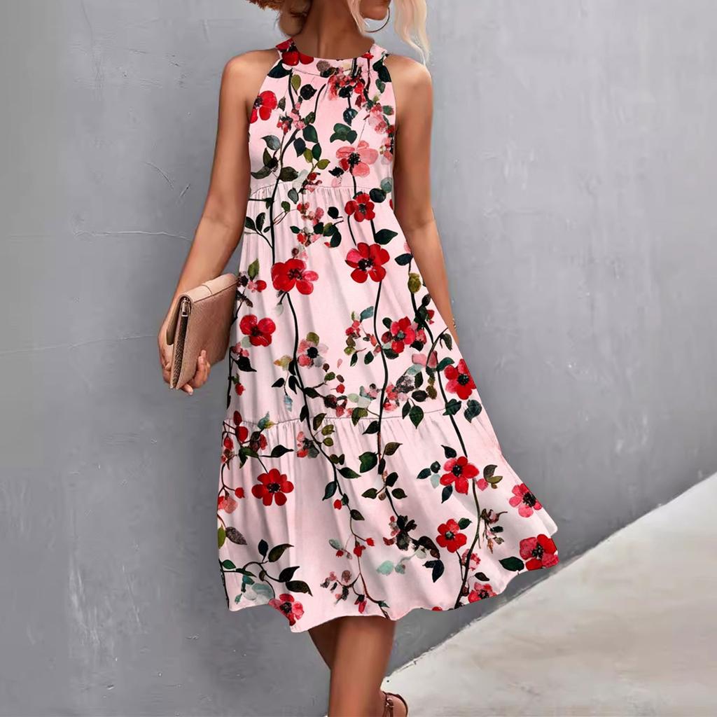 Женские летние платья без рукавов с принтом ко Дню святого Валентина, свободные, повседневные, с висячим вырезом, пляжные платья