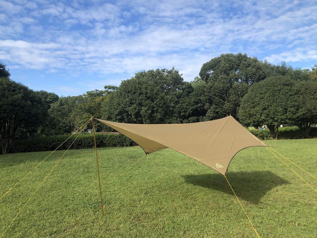 Icamp Solo Tarp Tarp One Pentagon Tarp Lightweight 2kg with 2 Poles X UV Protection Water Pressure 3000mm Solocamp Sunshade Light Blocking UV