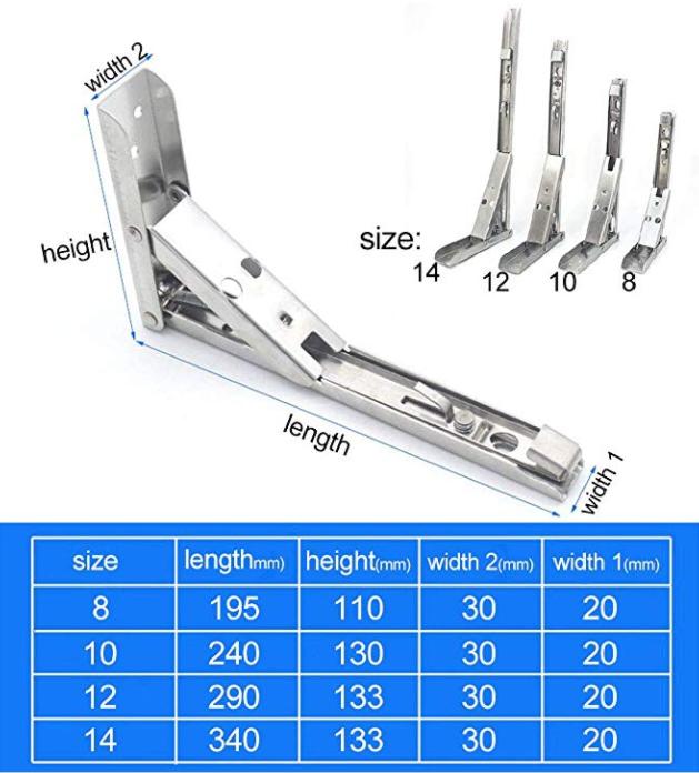 2 шт. Складные кронштейны для полок из нержавеющей стали, складная настенная полка для кронштейна DIY