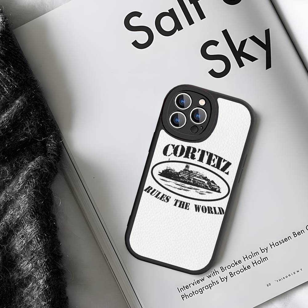 Горячая Мода Кожаный Чехол Для Телефона C-Corteizs Для IPhone 16 14 15 Pro Plus 13 12 11 Pro Max Силиконовый Чехол