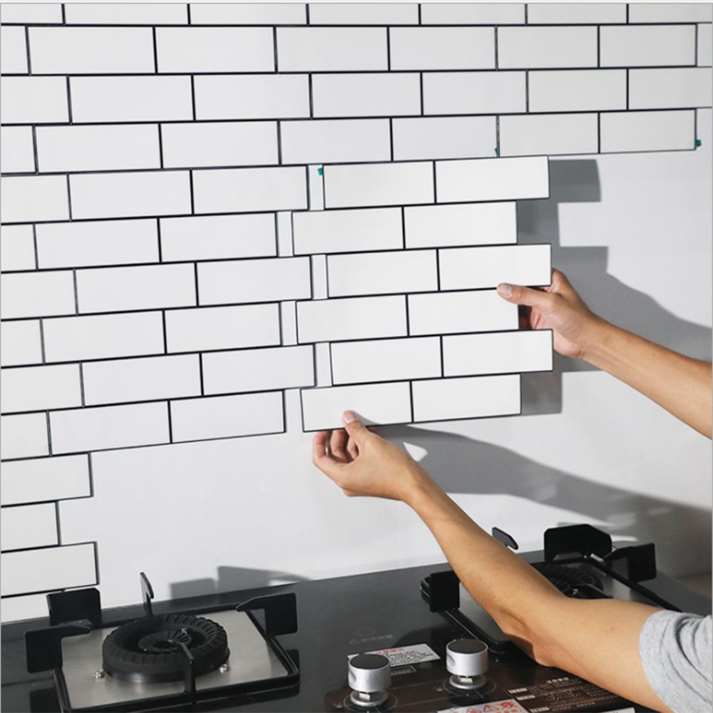 Waterproof Self Adhesive White Subway Kitchen Bathroom Wall Tiles 3D Tile Sticker Peel and Stick