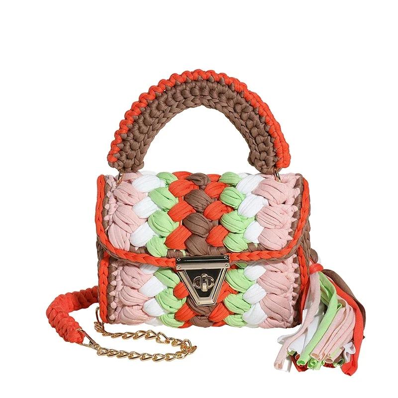 Women Handbag Woven Bags Knitted Shoulder Bag Chunky Knit Bags Crochet Top Handle Bag Lady Shopper Gifts