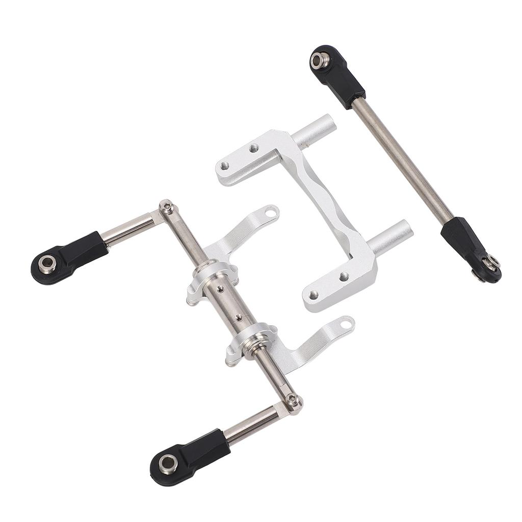 1 10 RC Servo Mount with Hydraulic Steering Link Aluminum Alloy Lightweight Adjustable Damping for SCX10 Models Silver