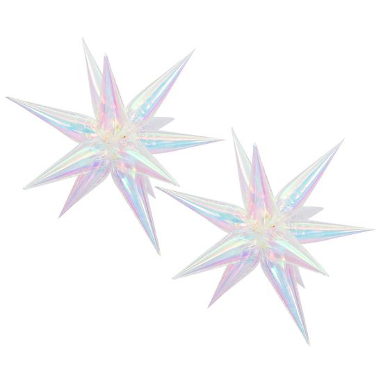 2 Pcs Iridescent 4D Balloons Large Holographic Foil Balloon Rainbow Mylar Aluminum Balloon for Birthday Wedding Baby Shower Party Decoration