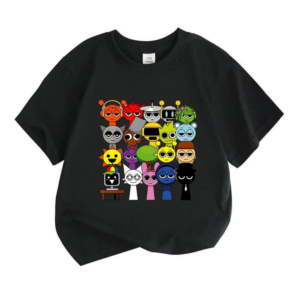 Kids Boys Girls 100% Cotton Crew Neck Short Sleeve T-Shirt, Funny Cartoon Game Character Group Print Casual Comfy Tee for Daily Wear Holiday Gift