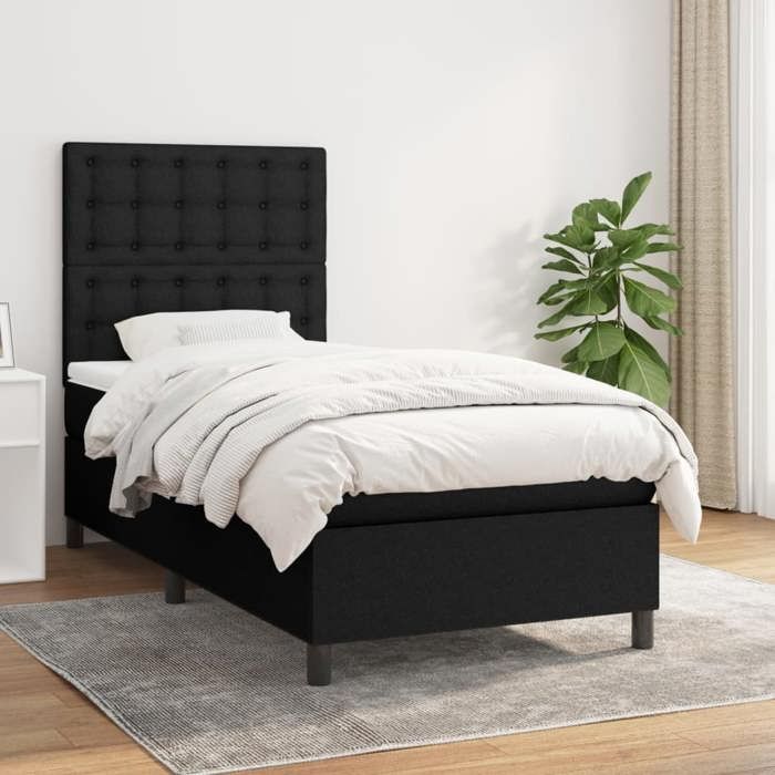 Maison Exclusive - Sommier à lattes de lit avec matelas Noir 100x200 cm Tissu