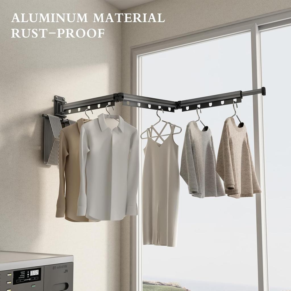 Складная настенная сушилка, выдвижная, экономящая место, с дополнительной перекладиной