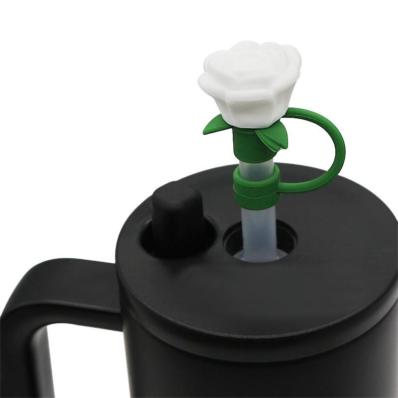 9-10mm Rose Flower Straw Cover for Stanley,Heat-resistant Dust Proof Straw Plug Cap Cup Accessorie,Valentine's Day Gift 1pcs